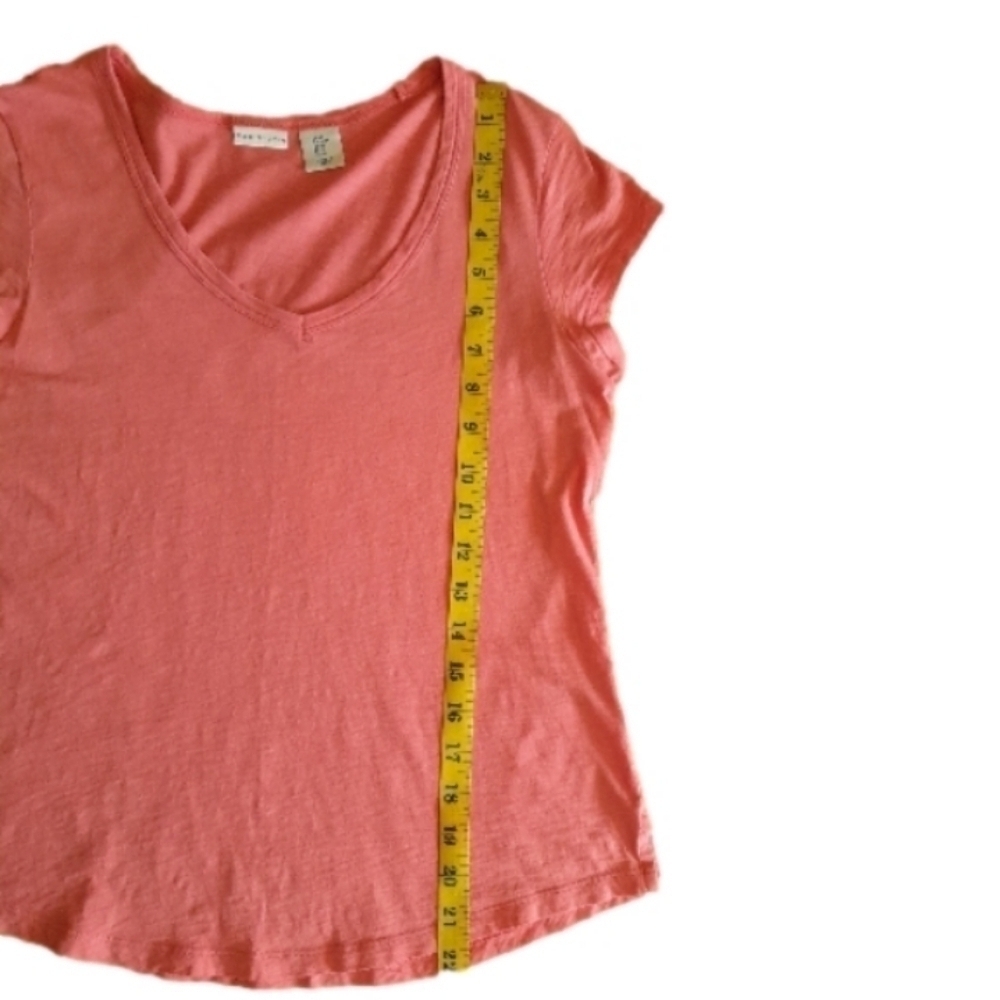 Max Studio Top Womens Medium Pink Short Sleeve Pima Cotton Shirt V Neck - Picture 7 of 8